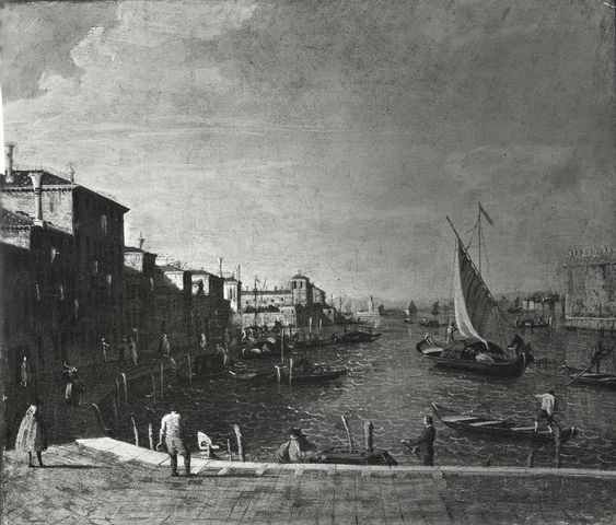 Anonimo — Anonimo - sec. XVIII - Veduta di Venezia con il canale di S. Chiara dalle fondamenta della Croce verso la laguna — insieme